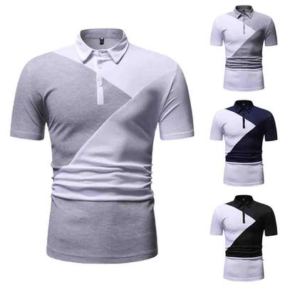 Shirt for Men Personality Tops Fashion Short Sleeve Patchwork T-Shirt Summer Blouses Pullover Casual Slim Tee Shirts
