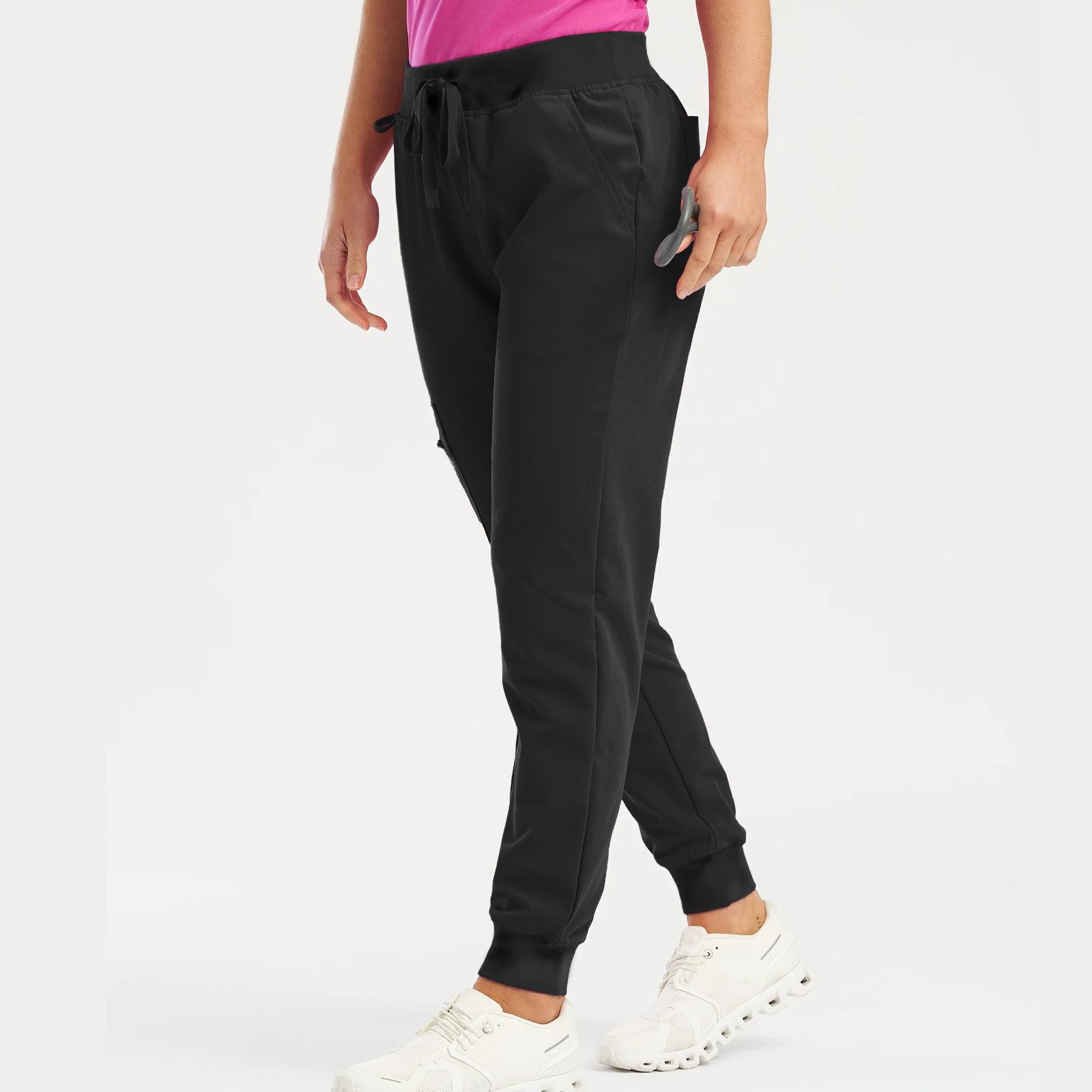 

Женские брюки, однотонные повседневные спортивные брюки с карманами и беговыми брюками на шнурке XXL чёрный