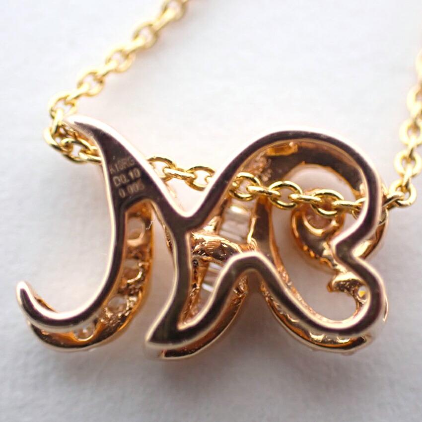 [Used] K18/K18PG Diamond Initial M Pendant Top/j52-2