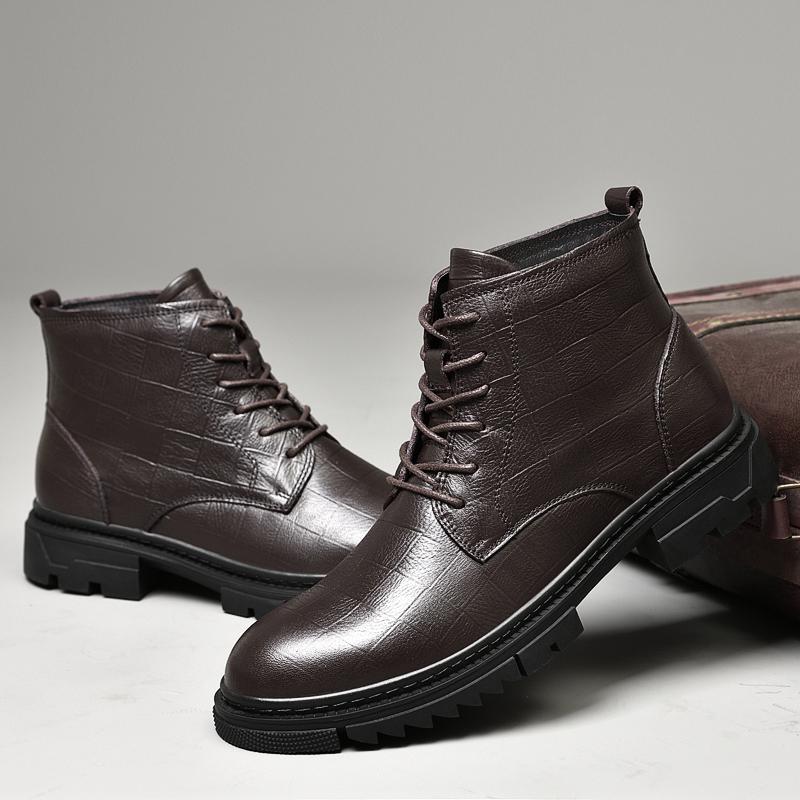 

Ботильоны мужские ботинки средней высоты 2024 зимние уличные ботинки люксовый бренд высокие мужские повседневные туфли классический дизайн осенний выбор 47 коричневый