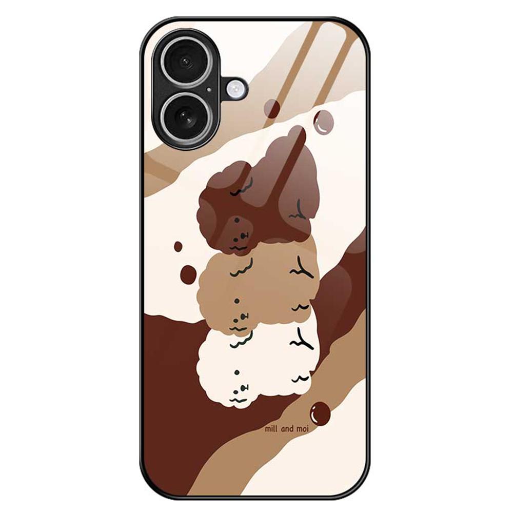 

For iPhone 17 Case TPU PC Tempered Glass Pattern Printing Phone Back Cover B0145