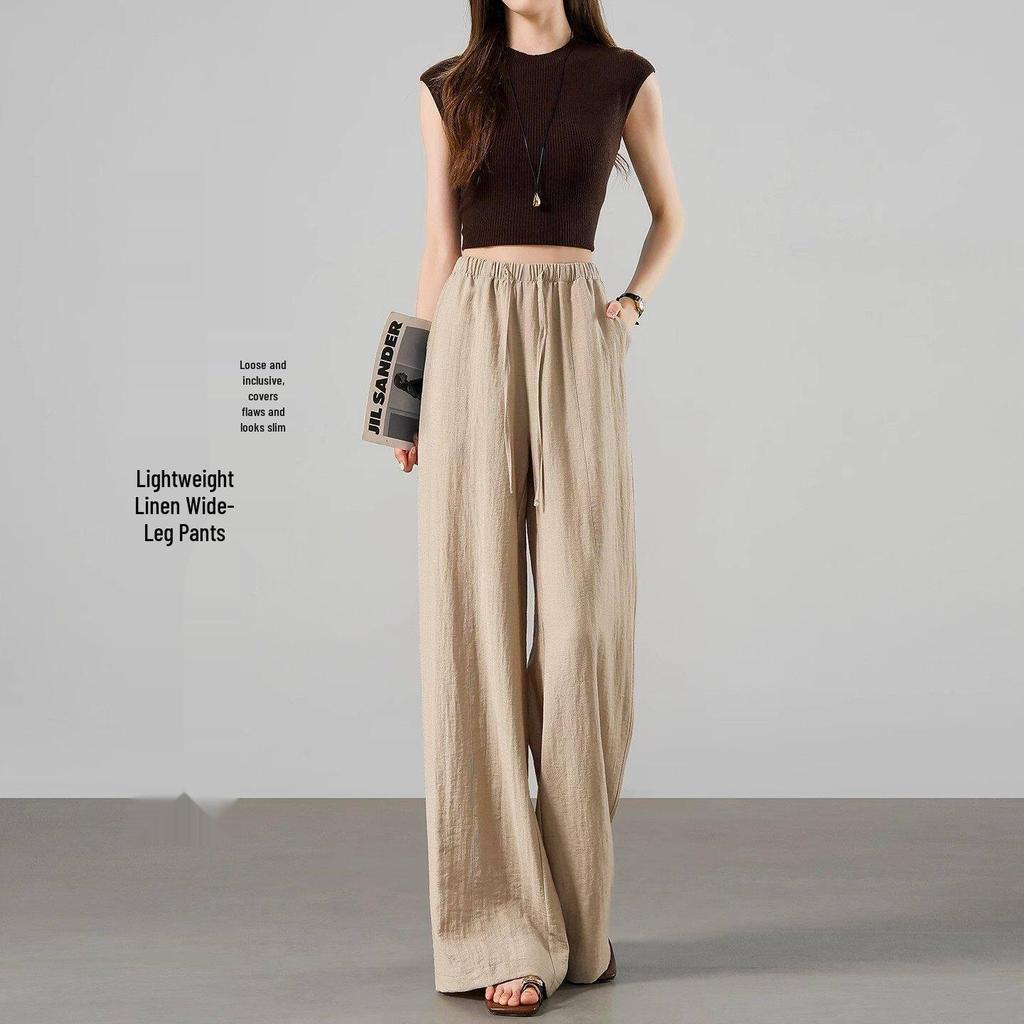 Tencel Linen Wide-Leg Women's Pants Summer 2026 - Lightweight, Cool Ice Silk Casual Design by Yamamoto.