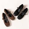 New fairy style square toe versatile Mary Jane shoes for women with thick heels and a single button with suede sole