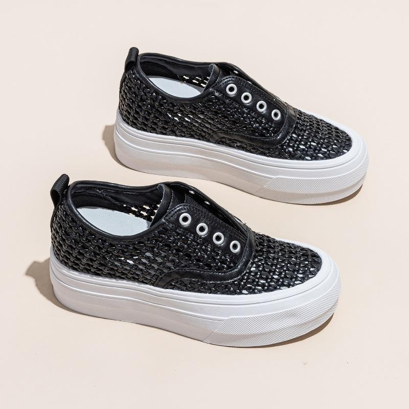 Thick-soled Little White Shoes Women's New Summer Outer Wear Fashionable Versatile Hollow Breathable One-pedal Lazy Board Shoes