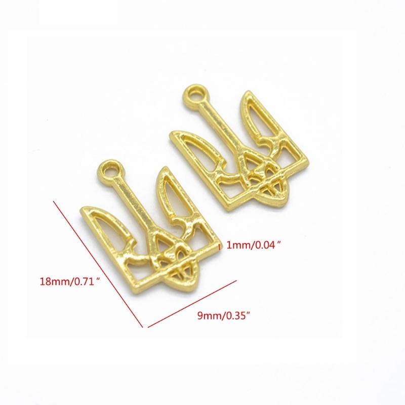 100 Pcs/set Diy Accessories Retro Alloy Ukraine National Emblem Pendants Ukrainian Flag Trident Charm Patriotic Gift