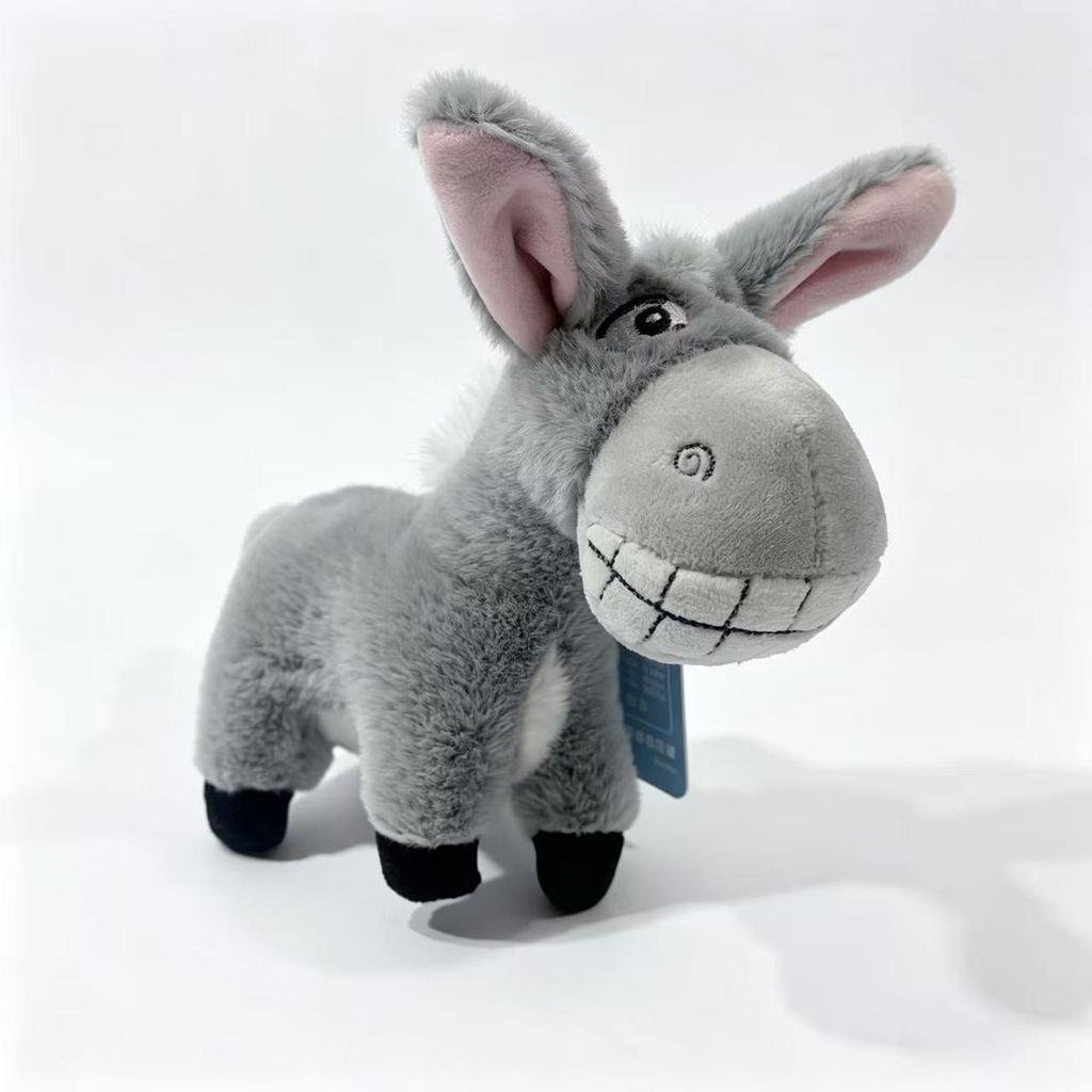 Stubborn Donkey Cartoon Plush Toy & Keychain: Black Donkey with Big Tooth Pendant
