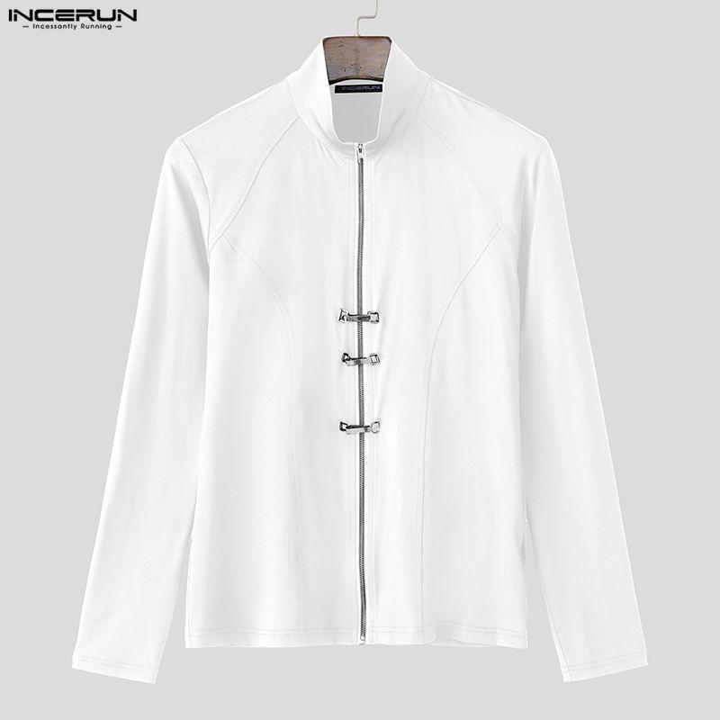 INCERUN Uomo Collo Stretto Manica Lunga Zipaderente Casual Base Top T-shirt Maglie Intime