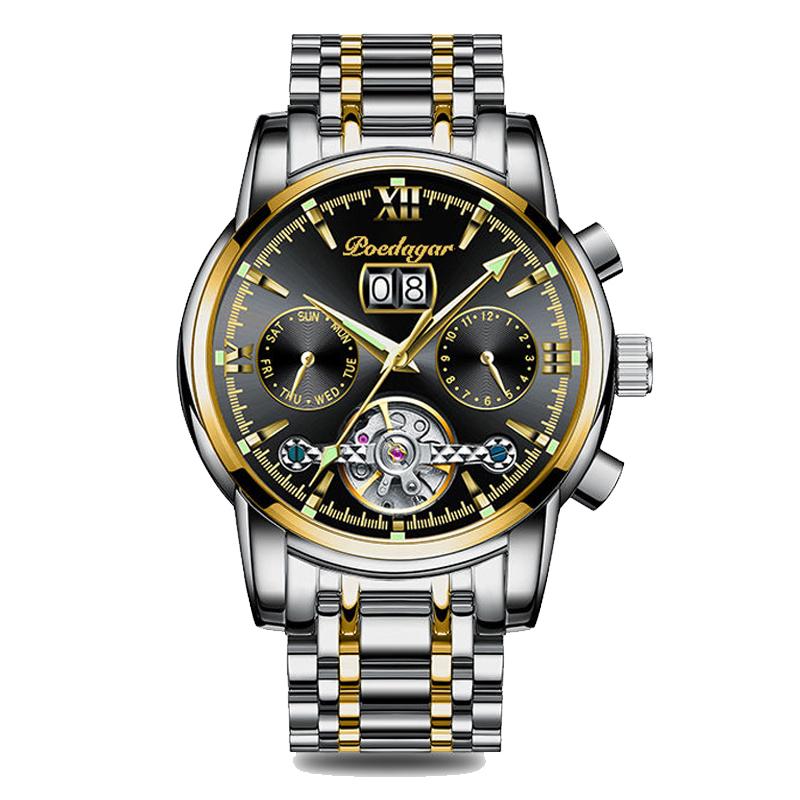 POEDAGAR Business Watch Men Luxury Fashion Stainless Steel Sport Watches Masculino