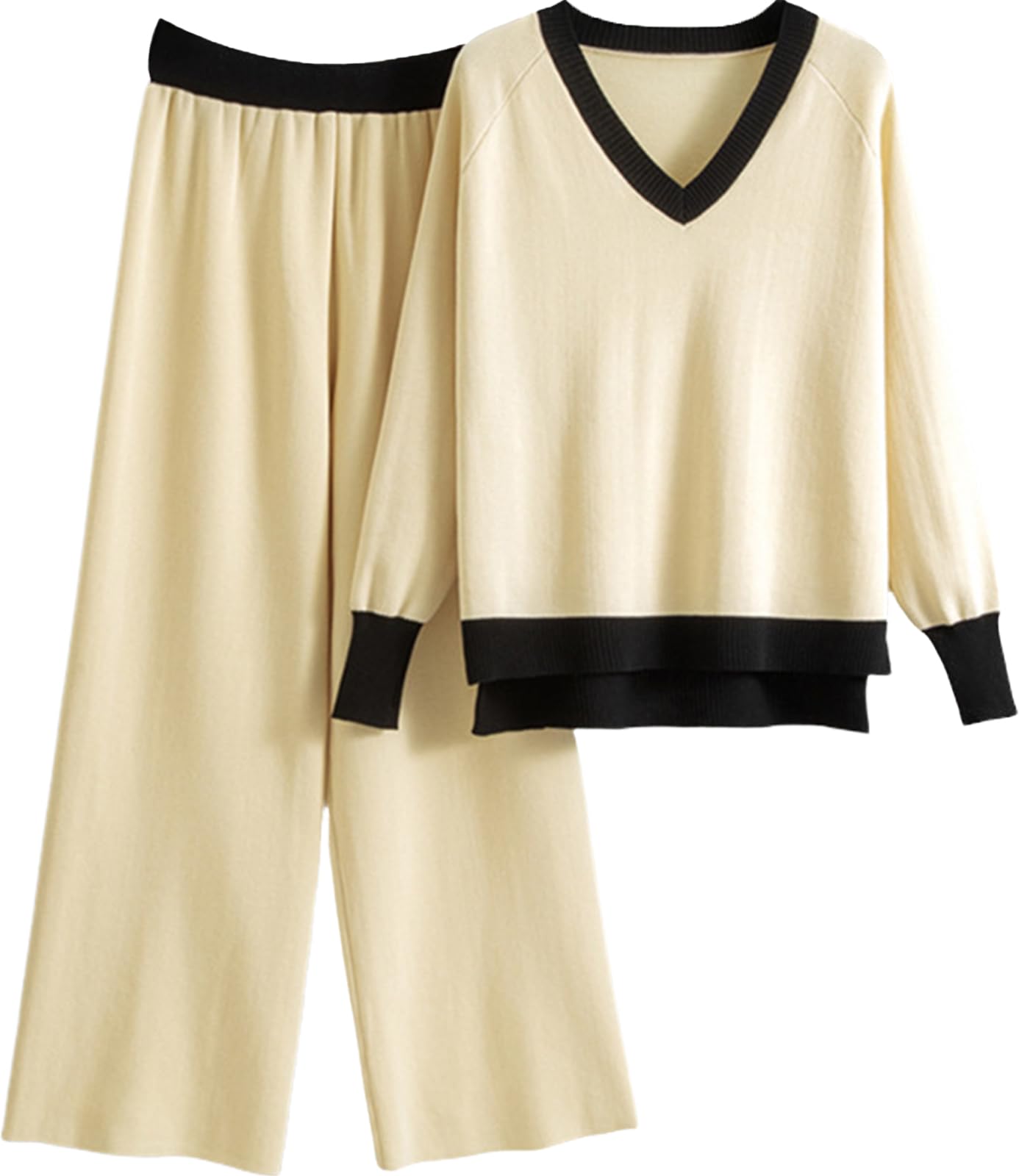 

Вязаный топ и брюки [newNE] Женский комплект с широкими брюками, Формальный, Подчеркивающий фигуру, Элегантный, Стильный, Белый, 5S-W08-WHXL белый