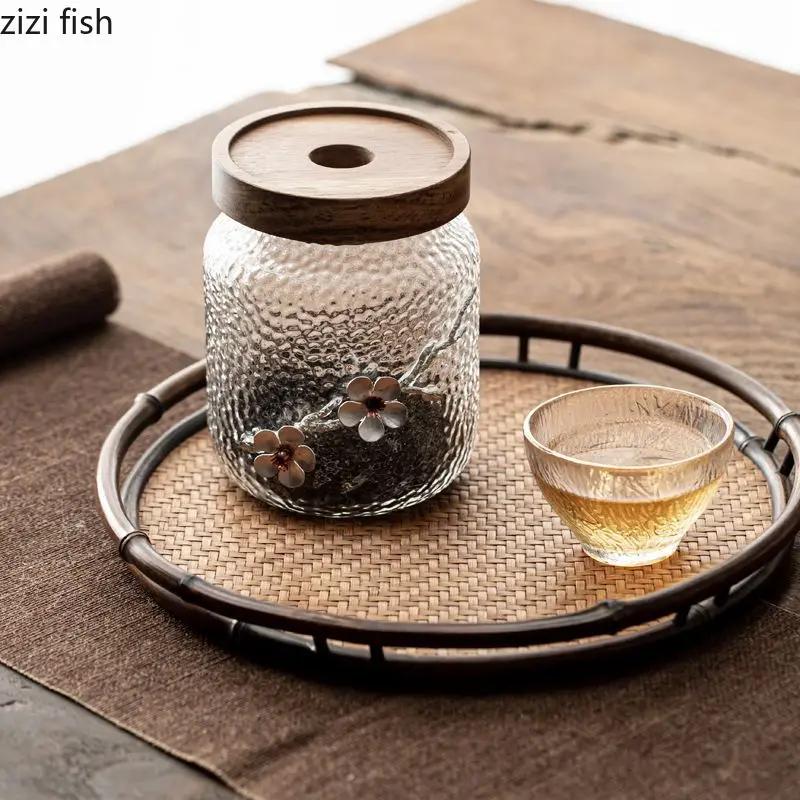 Hammer Pattern Glass Storage Jar Creative Three-dimensional Plum Blossom Candy Dried Fruit Jar Tea Jar Home Storage Container