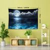 1 Ocean Moon Beach Tapestry Wall Hanging - Soft, Durable 100% Polyester Fabric | Vibrant Night Sky Design with Luminous Moonlight Reflections | Ideal