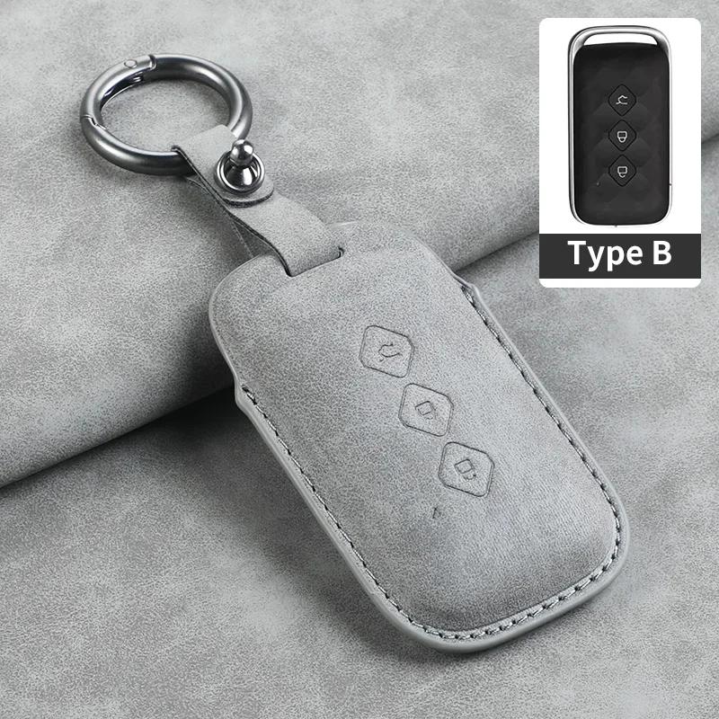 Leather for Chevrolet Aveo Trax Groove Captiva 2025 Wuling Flip Car Key Case Cover Shell 3 Button Remote Key Keychian Accessory