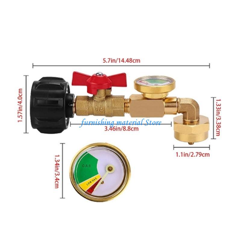 Y5GD Propane Cylinders Refill Adapter with Gauge Brass 1LB Bottle Connector 90 Degree Elbow Refill Tool for Fast Filling