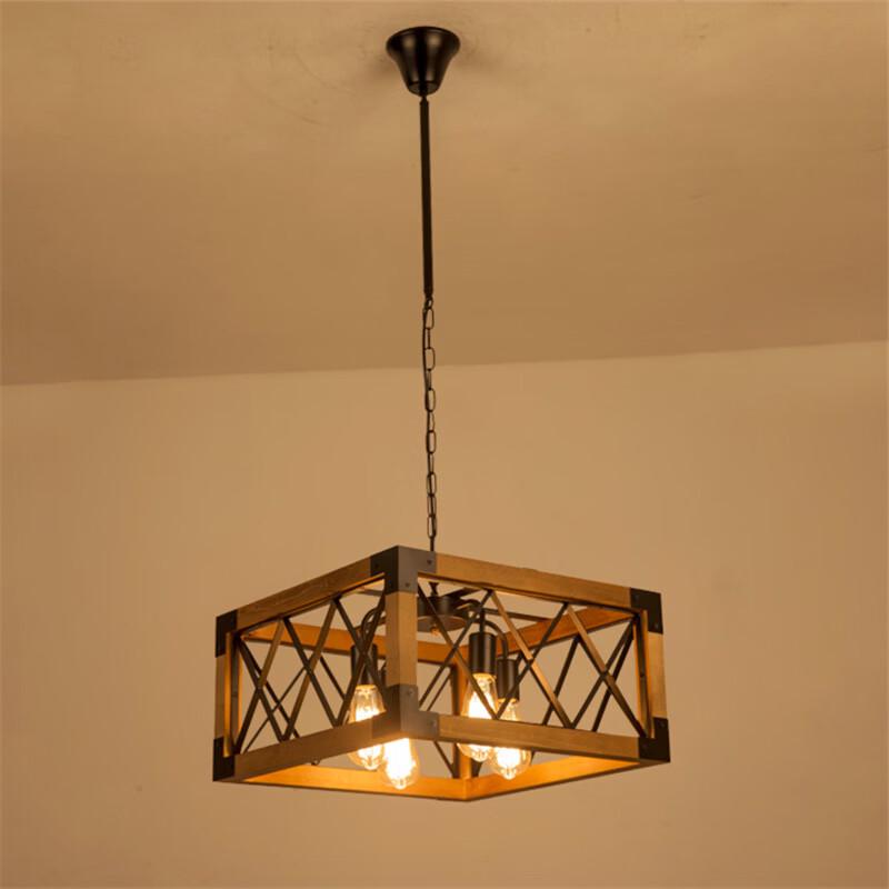 Oeny Vintage Industrial Solid Wood 5-Light Pendant Lamp