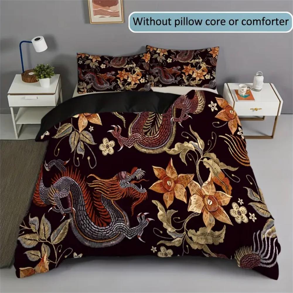 Comforter Chinese Dragon Bedding Set Double Twin Full Size Teens Adults Bedclothes Soft Polyester For Baby
