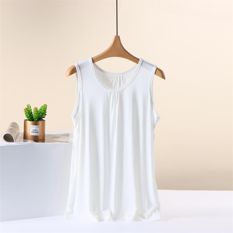 Moda Feminina Solto Cor Sólida Sem Mangas Gola Redonda Regata