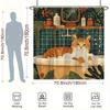 Retro Cat On a Bookshelf Shower Curtain - Water-Resistant, Easy To Clean, Adds a Vintage and Cozy Touch To Your Bathroom Decor