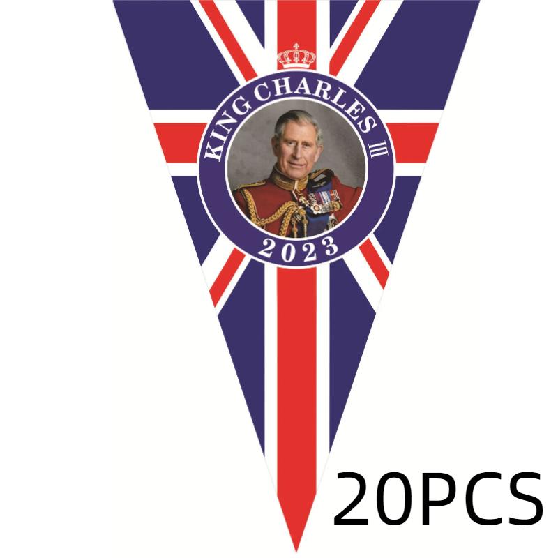 Charles King Iii Flag Banner Uk Coronation Ceremony Party Supplies Decoration