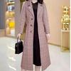 Women's Plaid Wool Over-the-Knee Coat - 2024 Autumn/Winter Slim, Stylish & Age-Reducing Mid-Length Design