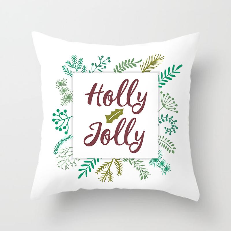 Merry Christmas Printed White Pillowcase  Style Cushion Cover Home Sofa Decoration