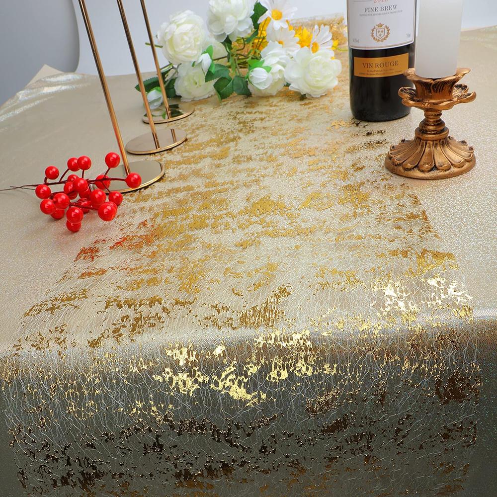 Gold Table Runner Glitter Sparkle Foil Metallic Gold Mesh Table Runners Wedding Decorations Table Birthday Party Bridal Shower
