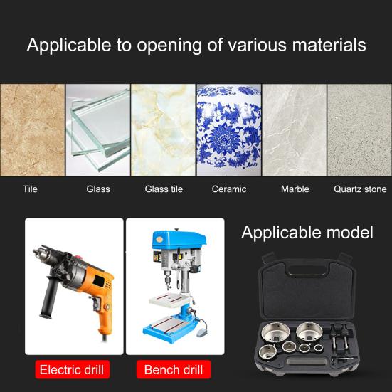 9Pcs/Set Hole Saw Kit High Strength Dedicated Sharp Hole Opener Punching Accessories Workshop
