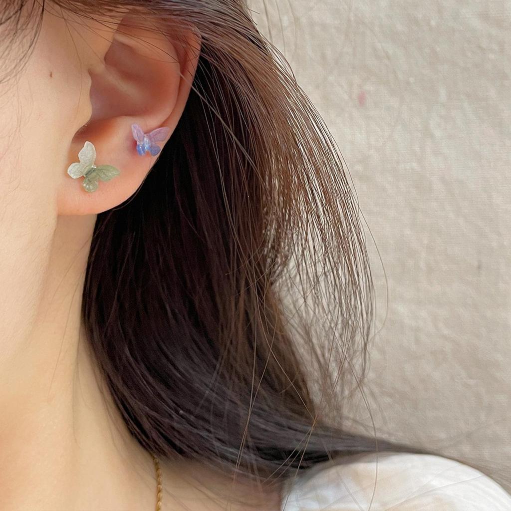 Spring Collection: Fresh Gradient Butterfly Earrings Set with Silver Needles