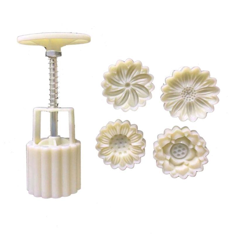 

Flower Pattern Mooncakes Molds MidAutumn Festival Mooncakes Maker Cookie Stamps Hand Pressure Mooncakes Bakings Tool 1