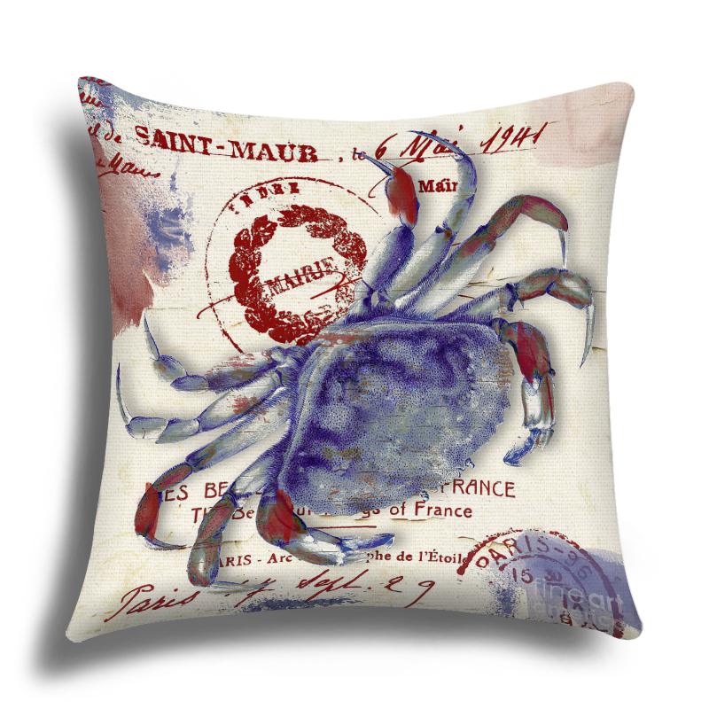 Linen Pillowcase, Marine Life Printing Cushion Cover 40x40 50x50 60x60, Suitable for Bed Car Sofa, Pattern Can Be Customized