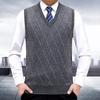 Men's Cashmere V-neck Vest - Autumn/Winter, Large Size, Middle-aged/Elderly Knit Cardigan Sleeveless Sweater