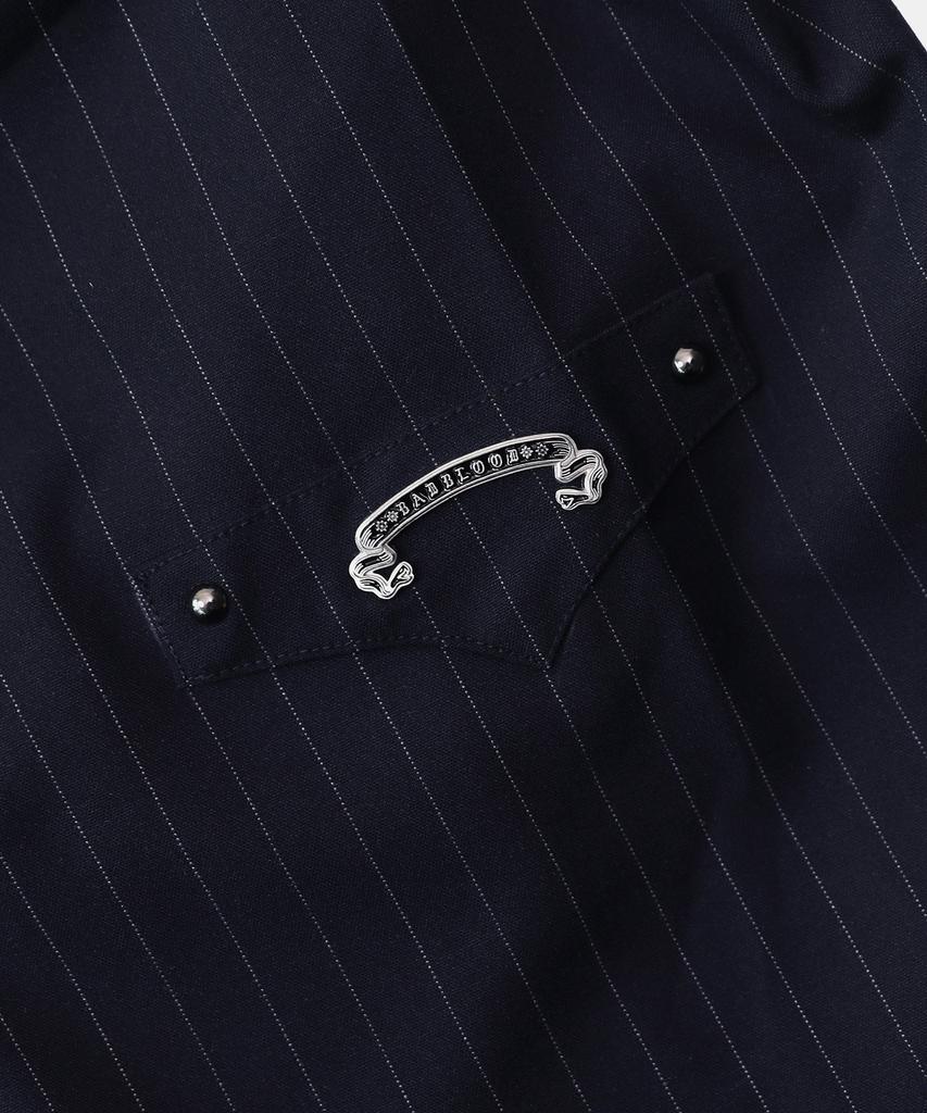 BADBLOOD Viper Logo Boat Neck Long Sleeve - Navy/Stripe