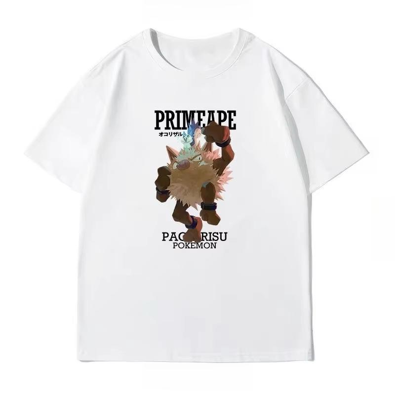 Summer New Pokémon Cartoon Creative Printing Washed TShirt Mens and Womens American Trend Loose Casual Short Sleeve Top