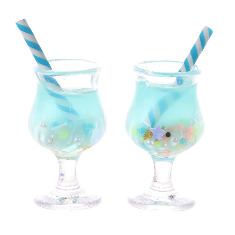 2Pcs Mini Drink Cups Model Pretend Play Mini Food Doll Accessories Fit Play House Toy Dollhouse Miniature