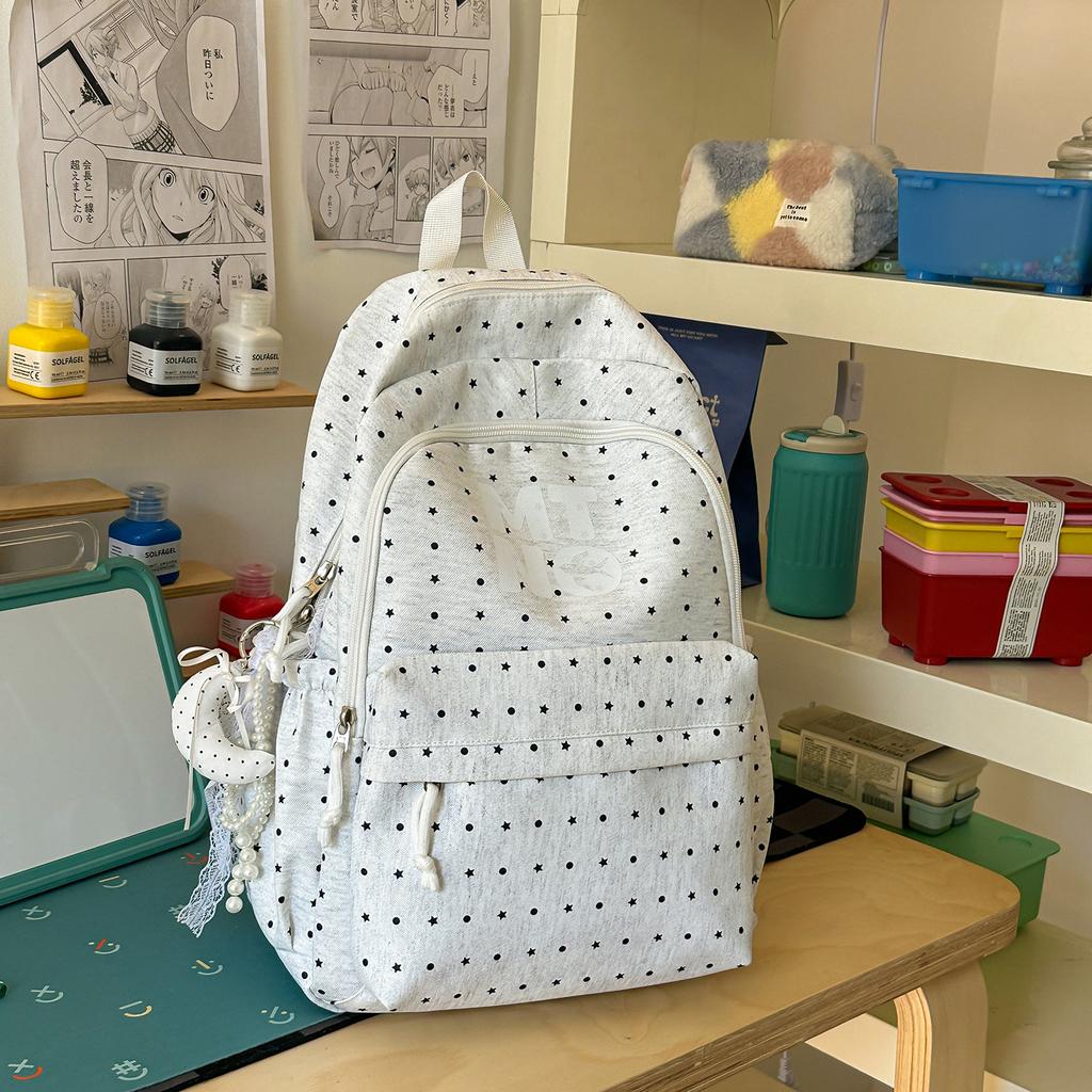 Schoolbag High-value Schoolbag Female Middle School Student Large Capacity Mori Personalized Backpack Cute Polka Dot Lightweight Travel Backpack