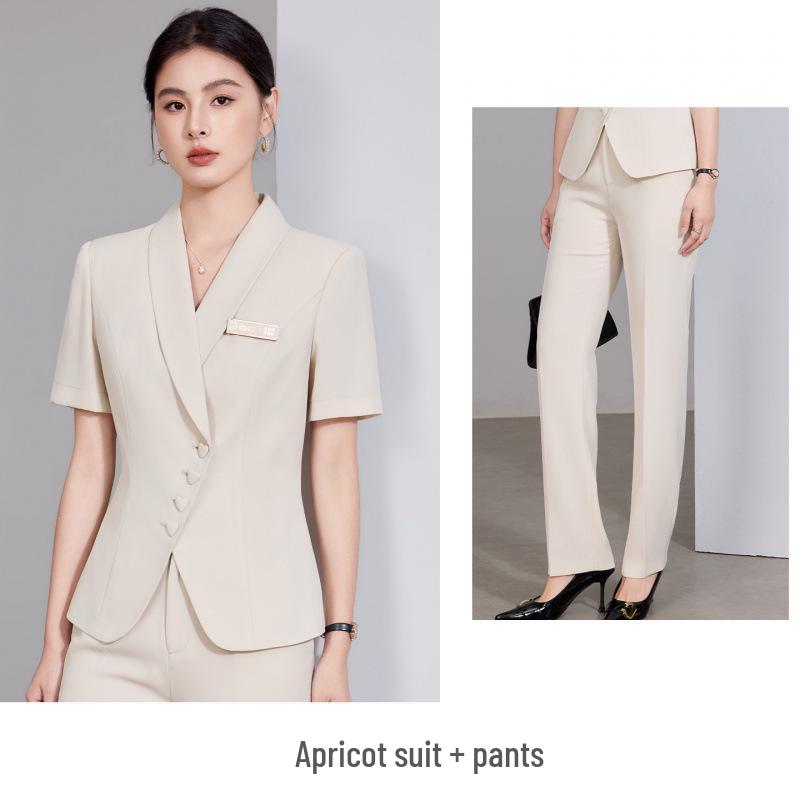 Elegant Women's Summer Suit: Professional Two-Piece Skirt Set for Salon Work