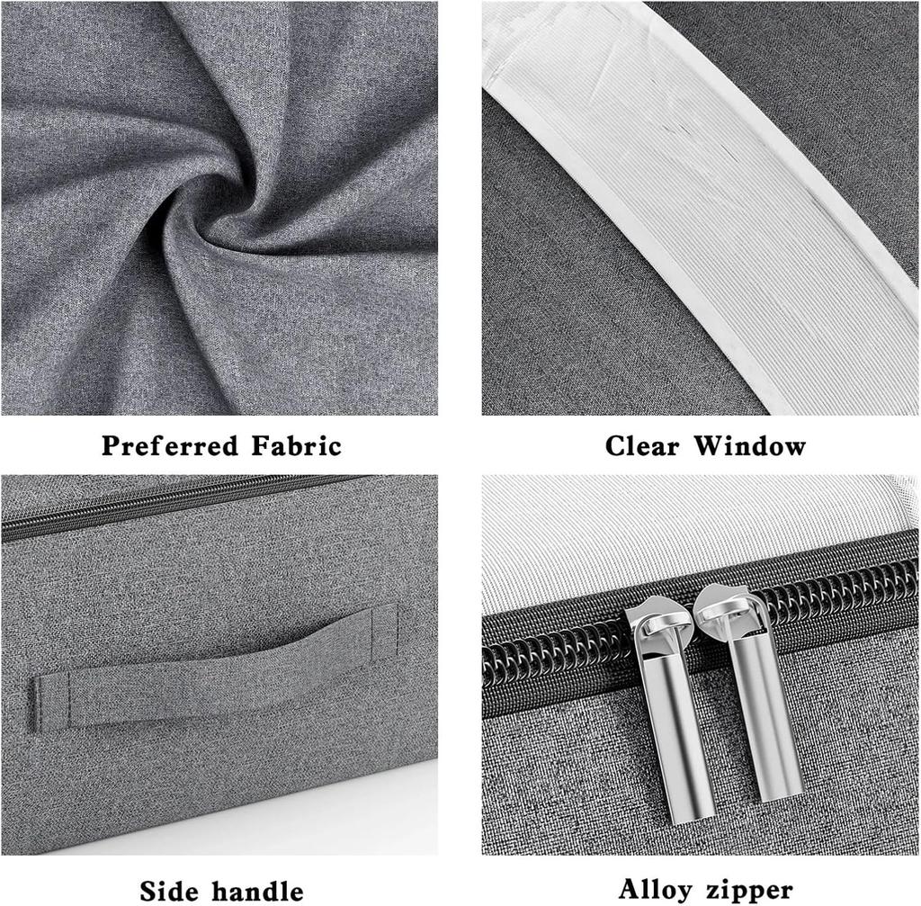 Kationisches Bettunterlager mit Aufbewahrungstasche, Transparente Fenster, Griff inklusive, Ideal für Kleidung, Decken, Platzierung unter dem Bett, Schrank, War