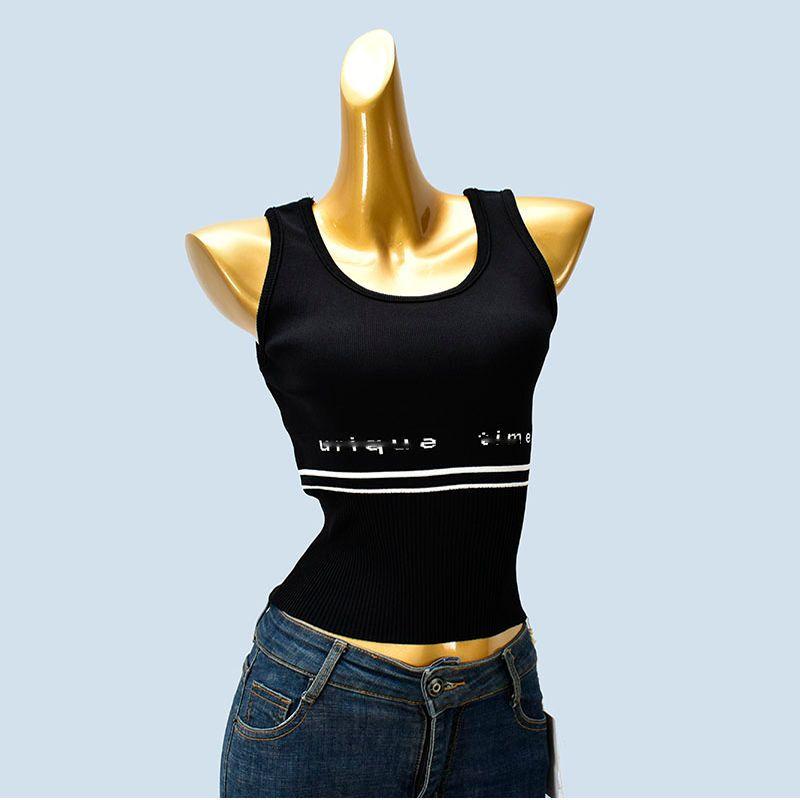 European Goods Alphabet Knitting Camisole Women's Inner Wear Base Summer Outwear Silm Short Sleeveless Beauty Back Casual Tops