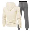 Men's Winter Solid Color Long-Sleeved Hooded Drawstring Sweatshirt And Sweatpants Suit