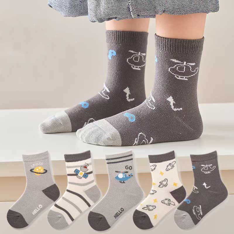 

5 пар детских носков-гольфов с мультяшным рисунком для мальчиков и девочек 1-12 лет, весна-осень S(1-3 years)