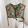 Fashion Embroidery Shoulder Wraps Chic Detachable Flower Scarf Vintage Shirt Fake Collar for Women Embroidered Print Vest