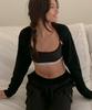 Injiactive Summer Bolero Ribbed Top Black