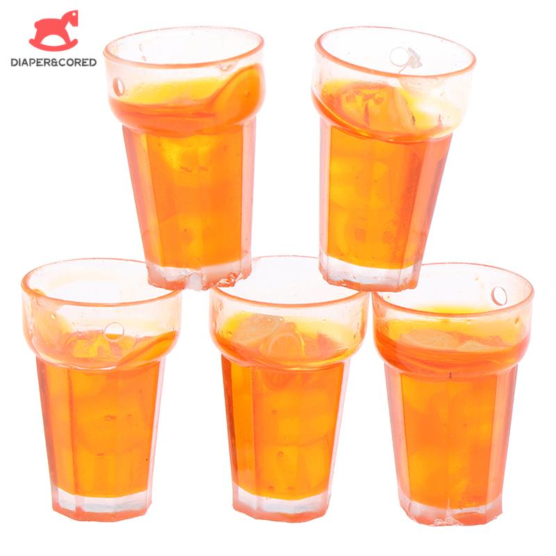 5Pcs 1:6 1:12 Dollhouse Miniature Food Lemon Tea Cups Model DIY Kitchen Drinks Accessories For Doll House Decor Kids Play Toys