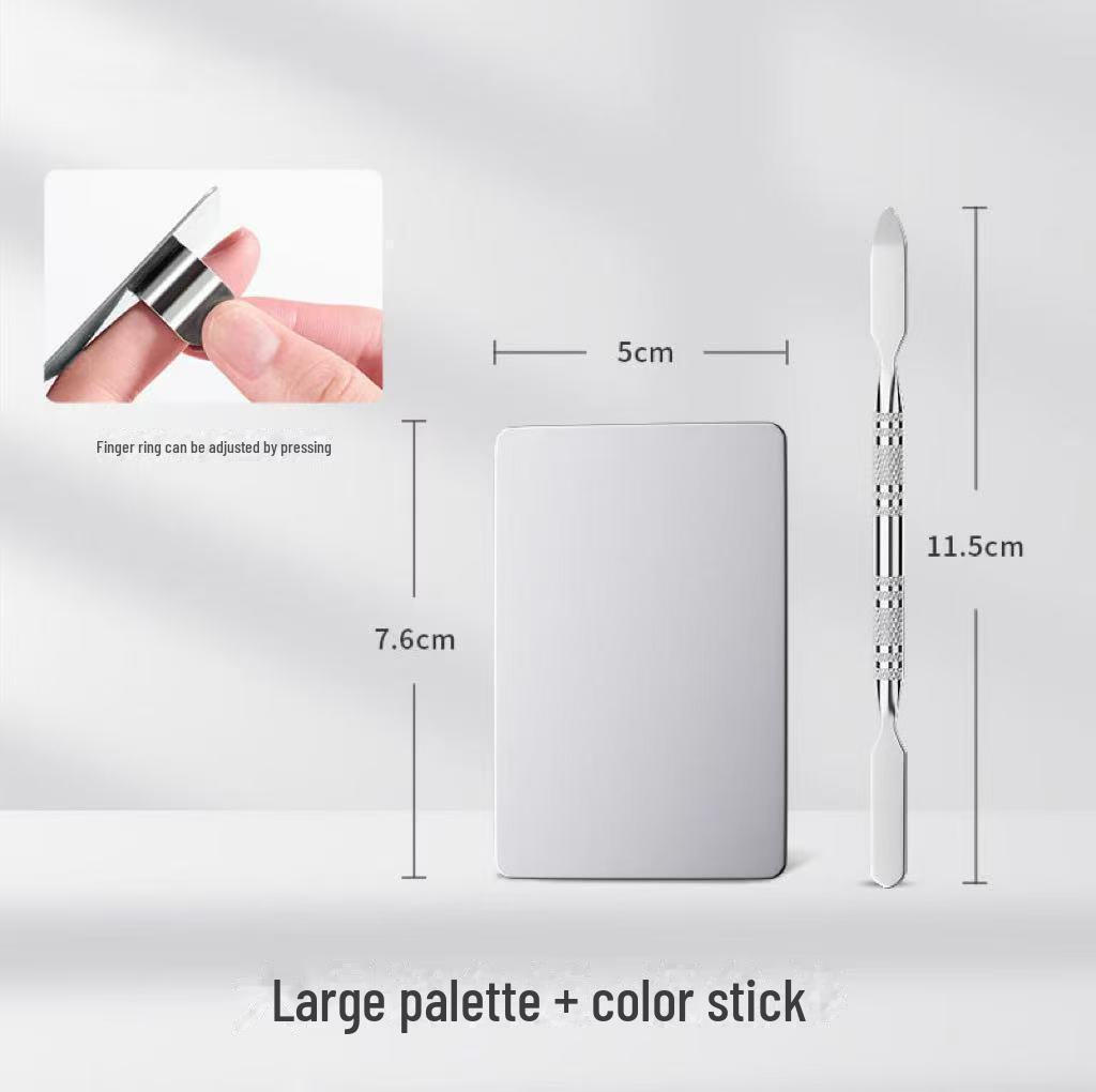 Stainless Steel Makeup Palette Set: Includes Color Sticks, Liquid Foundation, Lipstick, Nail Color Tools.