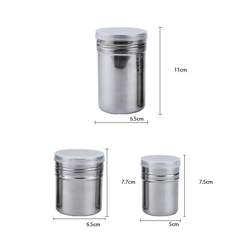 Stainless Steel Coffee Shaker Sifter with Lid Flour Sugar Salt Shaker Icing Mesh Sifter BBQ Seasoning Bottle Kitchen Supplies