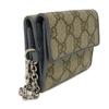 Used GG Supreme Mini Wallet 256442 7942 with Key Ring Chain, Blue Gray, 9539. Double G Beige Unisex from Japan AUTHENTIC