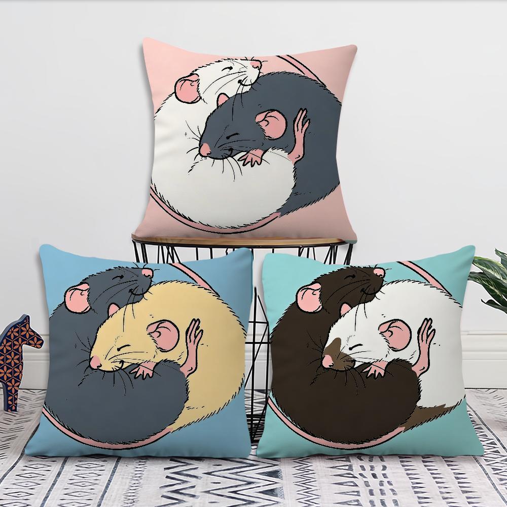 Süßer Cartoon-Ratten-Kissenbezug Kissenbezug Dekoration Zimmer Zuhause Sofa Wohnzimmer Büro Auto Nordische Schlichtheit
