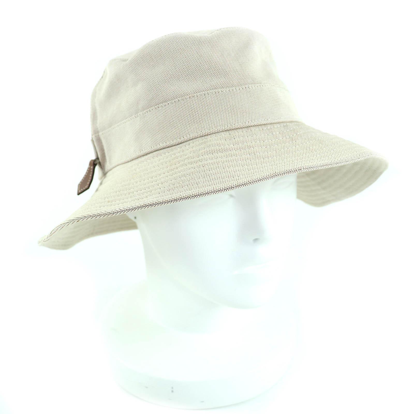 

Great HERMES hat Leather bucket hat beige cotton Women 56 Used