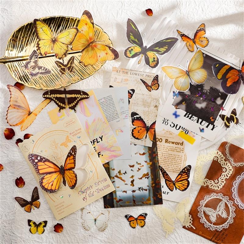 Colorful Butterfly Label Glowing Sticker Craft Materials Suitable for Classroom Decorations Party Favors Craft Set