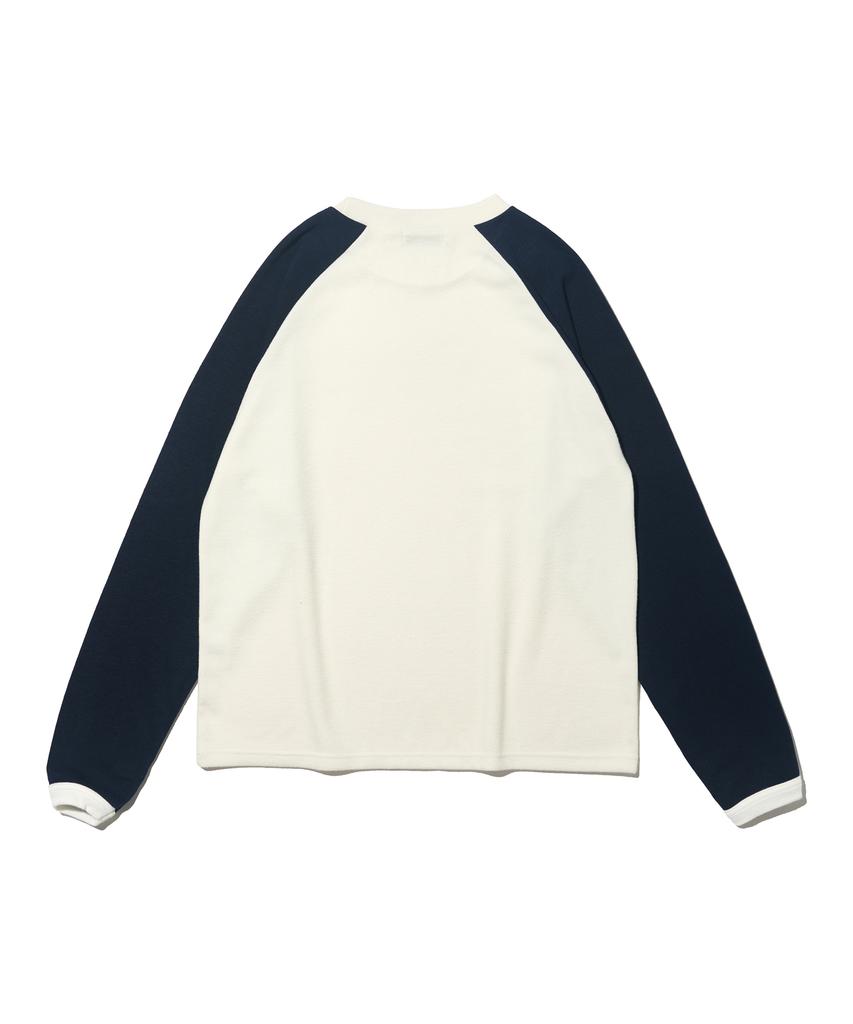 OTHERFITS Layered Two-Tone Raglan Warmer T-Shirt (White/Navy)