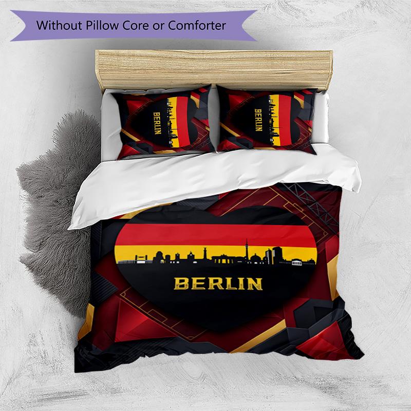 Germany Football Printed Bedding 3 Piece Set Cozy Breathable Bed Cover Set As Housewarming Holiday Gift